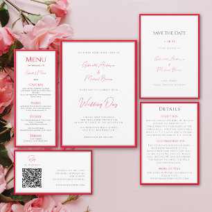Invitation Cherry Rouge traditionnel Simple mariage élégant