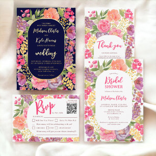 Invitation Arche bohème florale brillant douche nuptiale