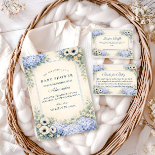 Serviette En Papier Baby Shower Cadre Floral Hydrangea Vintage