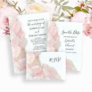 Quartz rose sur la carte de réponse RSVP de mariag