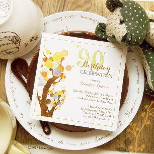 Invitation Chic Whimsical Trees 90e fête d'anniversaire