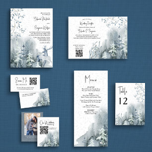 Carte D'accompagnement Site Web de mariage hivernal de la forêt de neige 