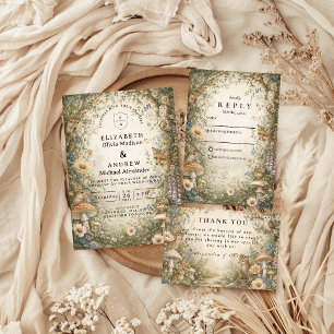 Carte De Remerciements Mariage Enchanté et Fantaisiste en Forêt