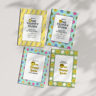 Invitation Un joyeux Dude Retro 1er Anniversaire