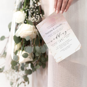 Invitation Réception de mariage Ombre Blush Pink Frosted Foil