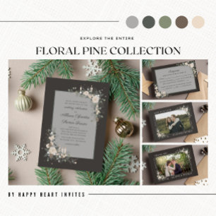 Invitation Floral Pine vacances bougie Mariage de Noël