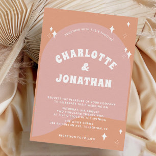 Invitation QR Code Moderne Bright Retro Mariage