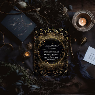 Save The Date Mariage des étoiles célestes mystiques d'or noir