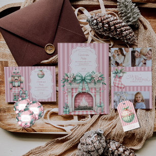 Sticker Rond Noël rose Coquette