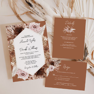 Invitation Boho Terracotta Pampas Grass Mariage Floral