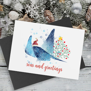 Cartes Pour Fêtes Annuelles Festive Beach Manta Ray Seas et salutations