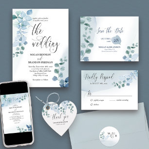 Cartons Réponse Eucalyptus Dusty Elegant Foliing Simple Mariage