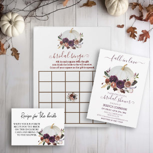 Invitation Automne Floral Citrouille Boho Fête des mariées au