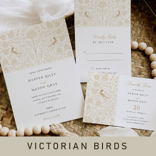 Invitation Monogram Twin Birds Mariage victorien