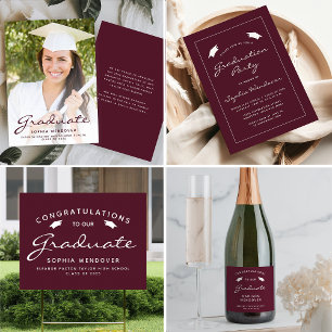 Étiquettes Pour Bouteilles De Vin Mousseux Graduation de Casquette de script blanc de Bourgog