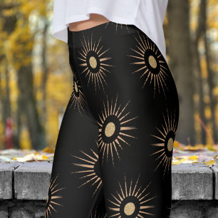 Leggings Élégant Motif de Sun Burst de vin rouge
