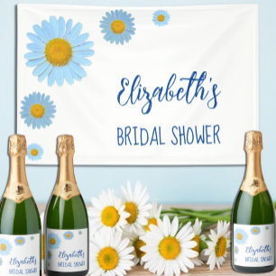 Étiquettes Pour Bouteilles De Vin Mousseux Fête de mariage floral aux pâquerettes bleues
