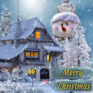 Mug Fête de Noël Hiver Blanc Snowman Bleu Russe