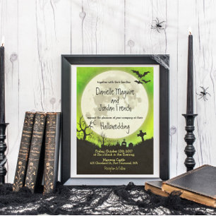 Save The Date Enregistrer la date Halloween mariage - lune, cime
