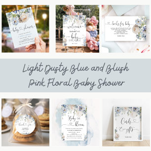 Invitation Baby shower de jardin aux fleurs d'aquarelle bleu 