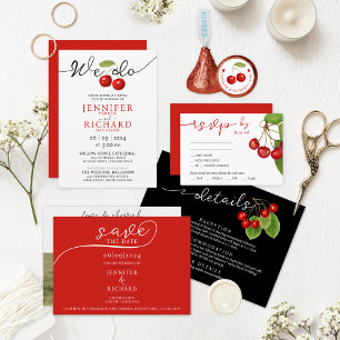 Save The Date Simple Chic Rouge Et Blanc Rustique Photo Mariage