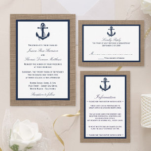 Invitation Tout En Un L'Ancre De La Marine Sur La Collection De Mariages