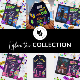 Arcade Anniversaire Fête Photo Invitation