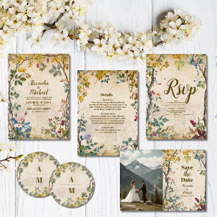 Carte D'accompagnement Boho Fleur sauvage d'automne Mariage botanique