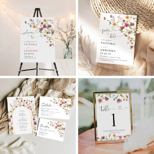 Invitation de mariage tous fleurs sauvages en un