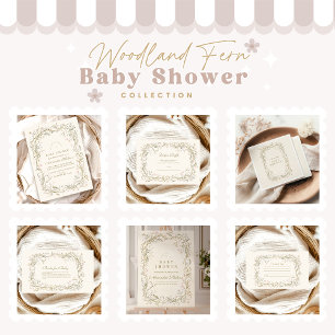 Invitation Baby shower rustique de fougère forestière