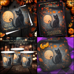 Invitation Pleine lune d'Halloween Chat noir Ornat Adult Part