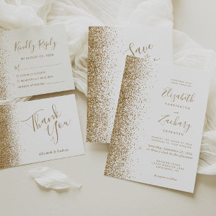 Invitation Mariage de bord de Parties scintillant moderne Whi