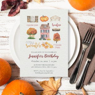 Invitation Fête d'anniversaire Thèmes Automne Rustique Choses