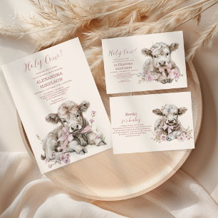 Serviette En Papier Fille rose Floral Highland Baby shower de vache
