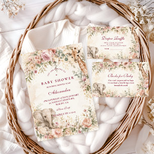 Serviette En Papier Fête élégante de bébé fille Safari Rose