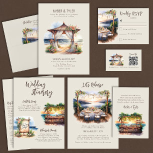 Cartons Réponse Romantique Sunset Beach Mariage à thème