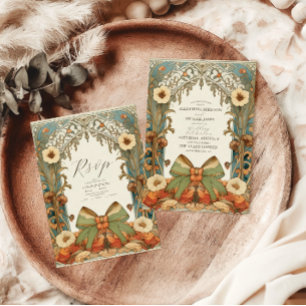 Cartons Réponse Unique Vintage Floral Art Nouveau Mariage