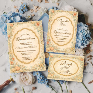 Cartons Réponse Quinceañera Vintage Côtière Coquillage