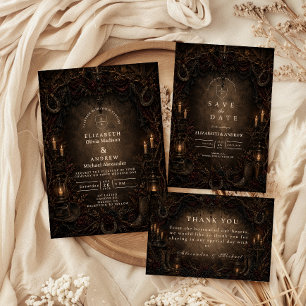 Invitation Mariage gothique de campagne occidental