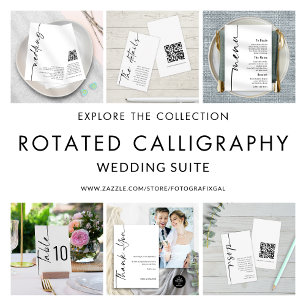 Invitation Calligraphie moderne QR Code Mariage