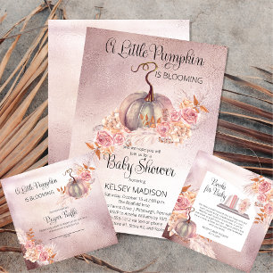 Roze pomkin Boho Pampas Baby shower Word Scramble Kaart