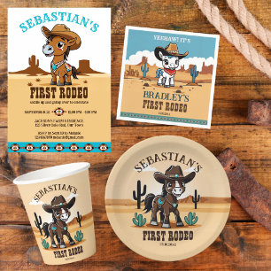 Invitation Premier Rodeo mignon cowboy cheval d'anniversaire