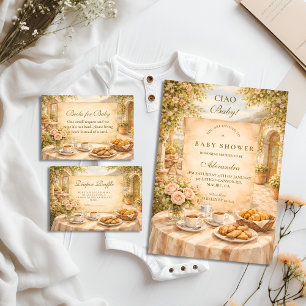 Invitation Jardin de Café Italien pour Baby Shower