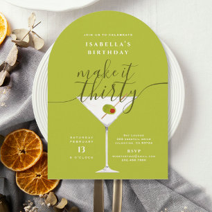 Invitation En Aluminium Faites-le trente Martini Anniversaire Rose Gold