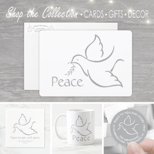 Cartes Pour Fêtes Annuelles 1 Photo Oiseau de Paix Moderne Minimaliste Dove Bl