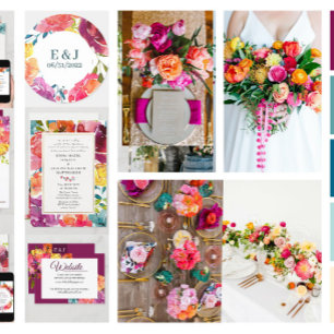 Invitation Bright Été coloré moderne floral Mariage I Inv