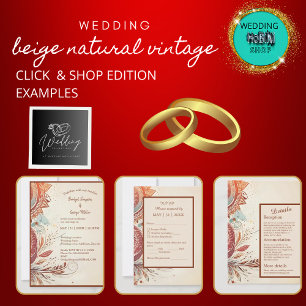Sticker Rond mariage vintage beige naturel