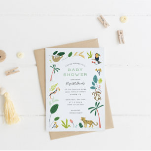 Invitation Le Baby shower de la jungle luxuriante