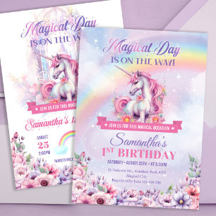Sticker Carré Rainbow Unicorn Birthday Girls magic licorn