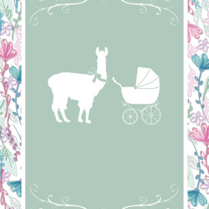 Invitation Llama Baby shower mignonne fille rose